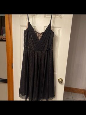 Maggy London Black Dress with Champagne Lining Size 14 NWT Lace Cocktail